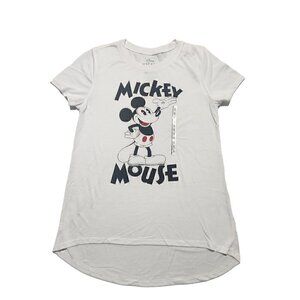 Disney‎ Womens Mickey Mouse Curved T-Shirt White Size Small